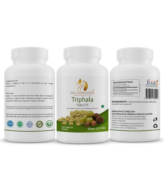 GOLDENACACIA HERRBALS Triphala 500mg 120 Tablets Tablets 1 no.s