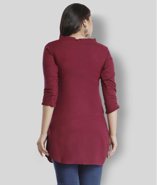 JC4U - Maroon Viscose Women''s Straight Kurti - XL