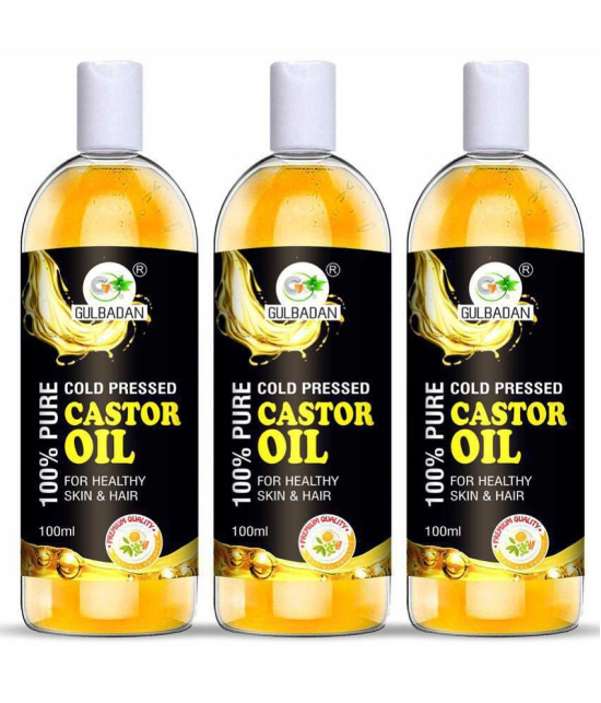 GULBADAN Cold-Pressed 100% Pure Castor Oil 100 mL Pack of 3