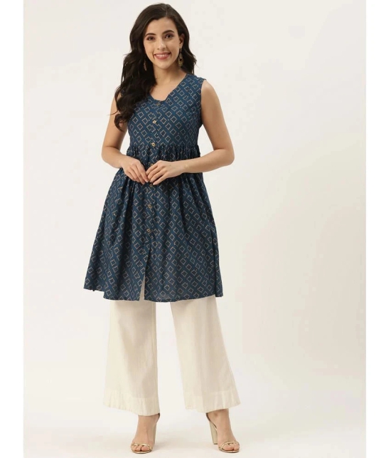 Kbz - Blue Rayon Womens Flared Kurti ( Pack of 1 ) - None