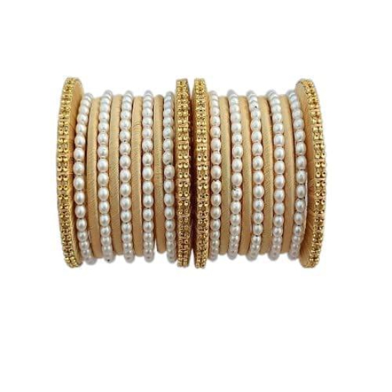 Elegant Pearl Moti Bangles for Women & Girls | Alloy Bagdi Thread Design | Women's Jewelry Fashionable Bangles
