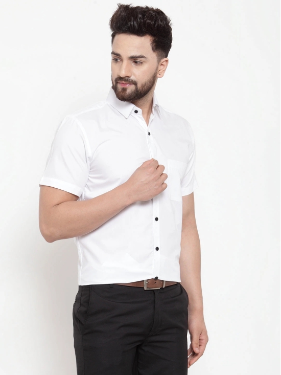 Indian Needle White Mens Cotton Half Sleeves Solid Formal Shirts-XL / White