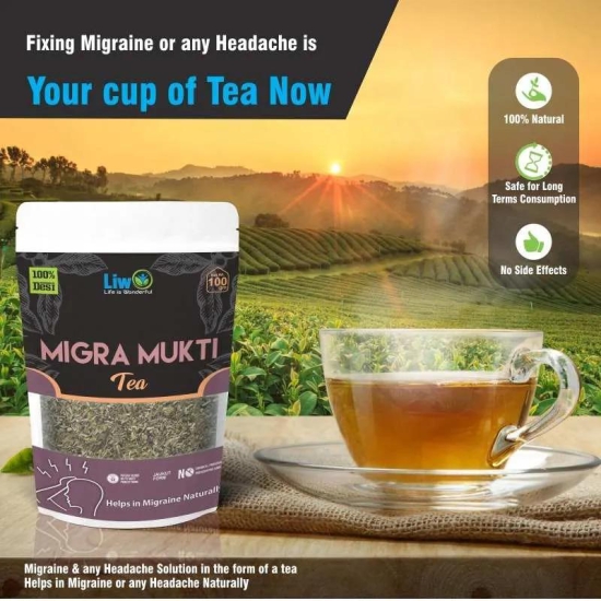 Migra Mukti Tea (100 gm each) to Cure Migraine or Any Headache Naturally (Pack of 2)