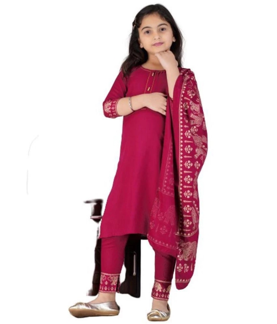 Itemzon Maroon Viscose Girls Kurta and Pant Set ( Pack of 1 ) - None