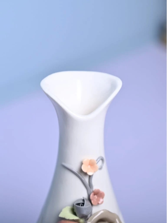 Floral Delight - White Asymmetrical Vase