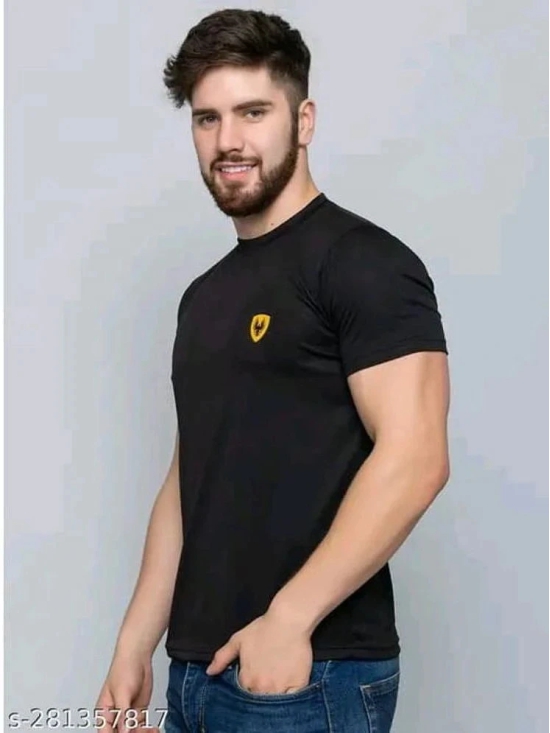 Whyme Fashion Polyester Regular Fit Solid Half Sleeves Mens Round T-Shirt - Black ( Pack of 1 ) - None