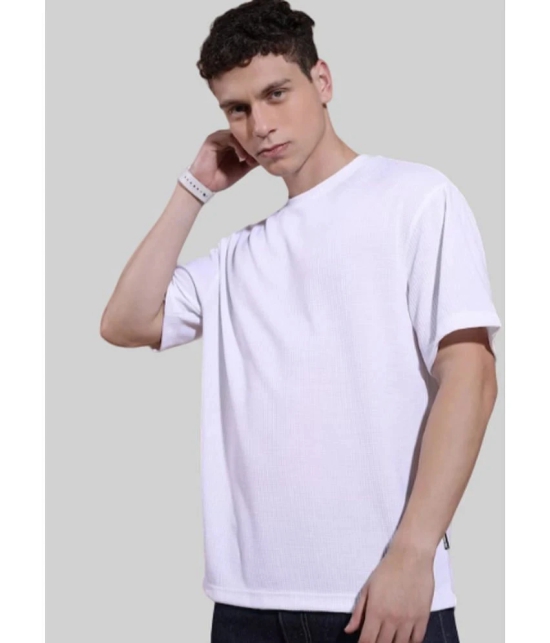 AKTIF Cotton Blend Oversized Fit Solid Half Sleeves Mens T-Shirt - White ( Pack of 1 ) - None