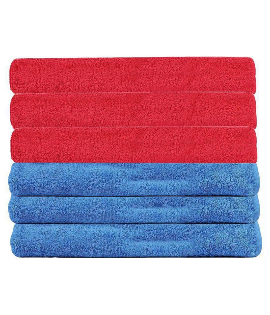 HOMETALES Microfiber Duster/Cleaning Cloth - 250 GSM (Pack of 6), 3 Red & 3 Blue