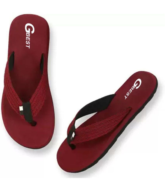 GBest - Maroon Men's Thong Flip Flop - None