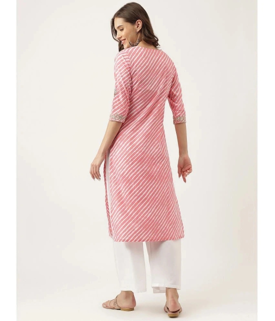 Divena - Pink Cotton Womens Straight Kurti ( Pack of 1 ) - None