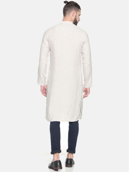 Men Beige Hemp Long Kurta