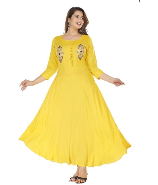 JC4U Rayon Yellow A- line Dress - Single - None