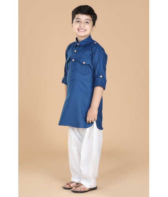 AJ Dezines - Blue Cotton Blend Boys Kurta Sets ( Pack of 1 ) - None