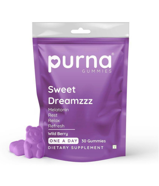 Purna Gummies Melatonin Wild Berry Gummies for Adults & Kids, Sleep Well, Reduced Stress