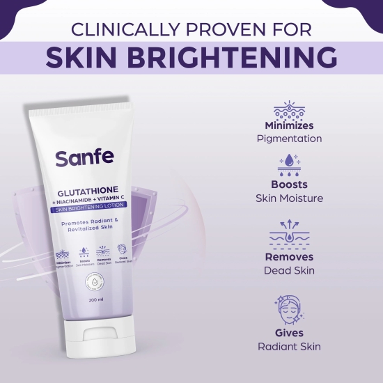 Sanfe Glutathione  Niacinamide  Vitamin C Skin Brightening Lotion - 200ml-Sanfe Glutathione + Niacinamide + Vitamin C Skin Brightening Lotion - 200ml