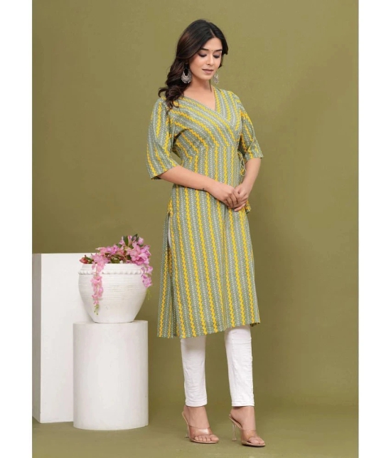 Glorious Cotton Blend Printed Angrakha Womens Kurti - Green ( Pack of 1 ) - None