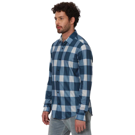 NAVY LARGE CHECK LIGHTWEIGHT SHIRT