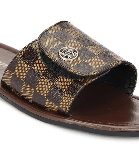 Buxton Brown Mens Slide Flip Flop - None