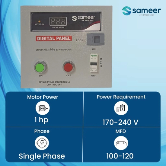 Sameer 1 HP Single Phase Digital Submersible Panel Water Pump Starter