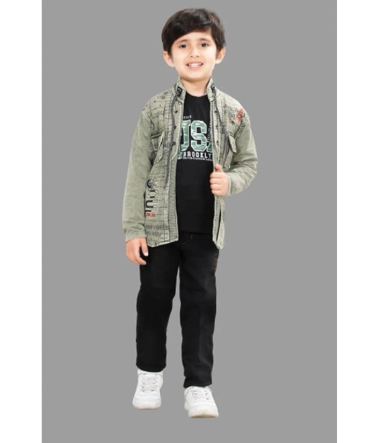 DKGF Fashion - Green Cotton Blend Boys Shirt & Pants ( Pack of 1 ) - None