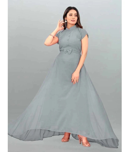 JASH CREATION - Grey Georgette Womens Gown ( Pack of 1 ) - None