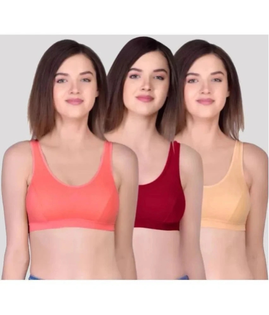 Kiran Enterprises Multicolor Cotton Non Padded Womens Shaping Bra ( Pack of 3 ) - None