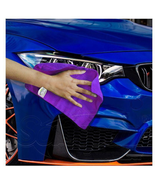 SOFTSPUN Microfiber Cloth -15 pcs - Small - 20x30 cms - 340 GSM Purple - Thick Lint & Streak-Free Multipurpose Cloths -Automotive Microfibre Towels for Car Bike Cleaning Polishing Washing & 