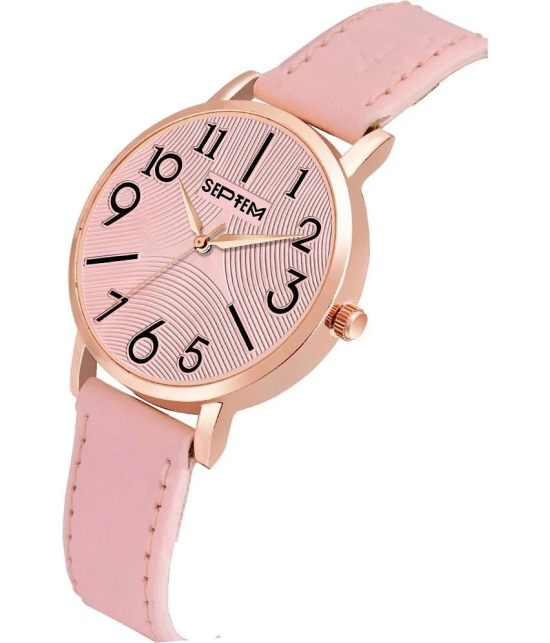 Septem Pink Leather Analog Womens Watch