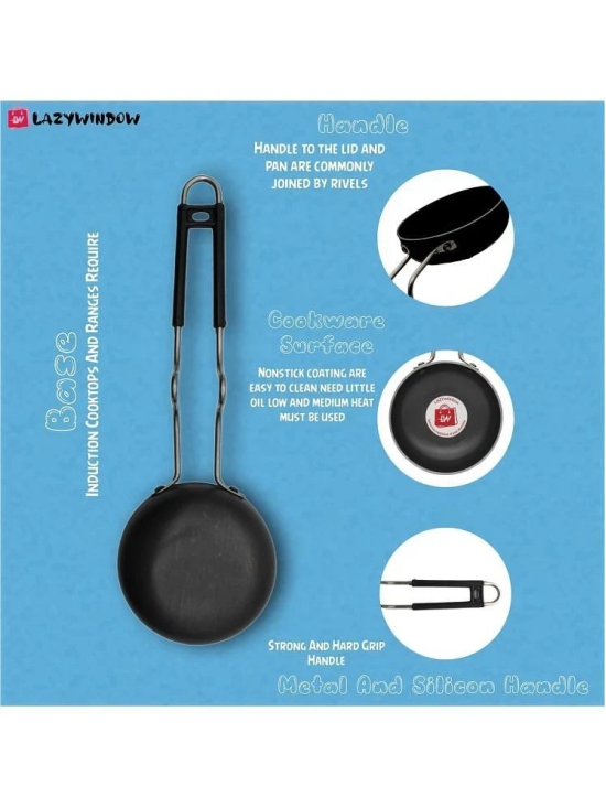 LAZYWINDOW Black Iron No Coating Cookware Sets ( Set of 4 )