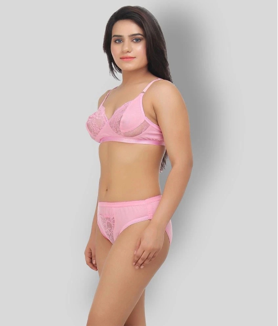 TCG - Pink Lace Embroidered Womens Maternity Bra & Panty Set ( Pack of 1 ) - 38