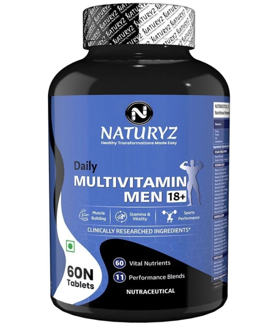 NATURYZ Daily Multivitamin Men 18+ with Highest 60 Nutrients & 11 Performance Blends - 60 Tablets