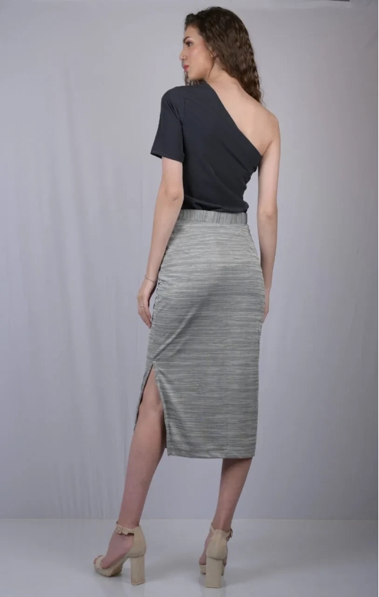 Grey Casual-Fit A-Line Midi Skirt (OTLSKT1002)-Grey / S