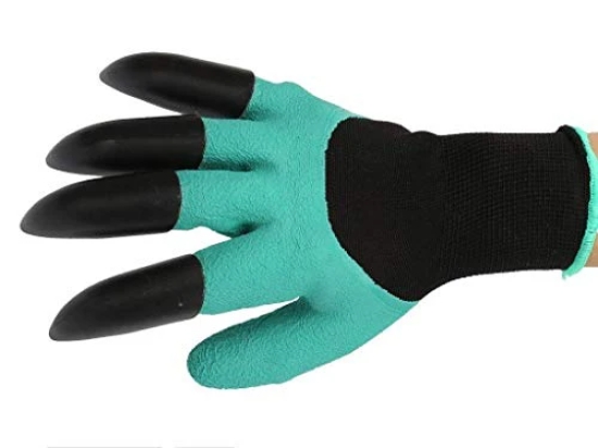 Acrylonitrile Butadiene Styrene ABS Gardening Gloves with Right Hand Fingertips Claws for Pruning, Digging & Planting, Green color