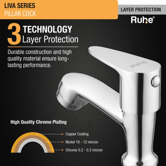 Liva Pillar Tap Brass Faucet- by Ruhe®