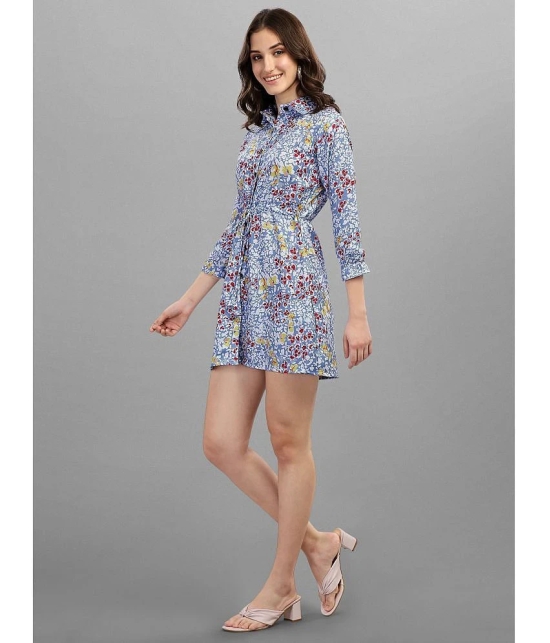 gufrina Rayon Printed Mini Womens Shirt Dress - Blue ( Pack of 1 ) - None