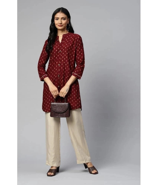 JC4U - Maroon Rayon Womens Straight Kurti ( Pack of 1 ) - None