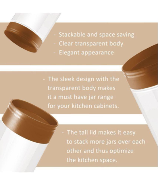 Milton Stack IT 750 Plastic Storage Jar, Set of 2, (630 ml Each), Brown | Air Tight | Storage Jar | Kitchen Organiser | BPA Free | Stackable | Modular | Food Grade | Recyclable - Brown