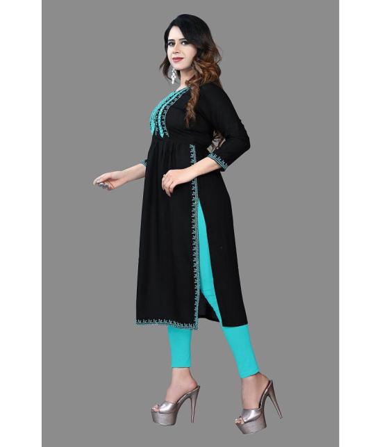 haya fashion - Black Rayon Women's A-line Kurti ( Pack of 1 ) - None