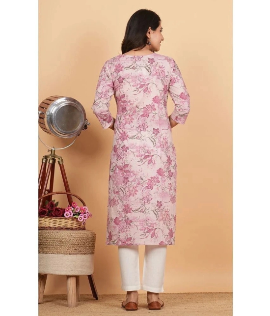 Vbuyz Cotton Printed Straight Womens Kurti - Pink ( Pack of 1 ) - None