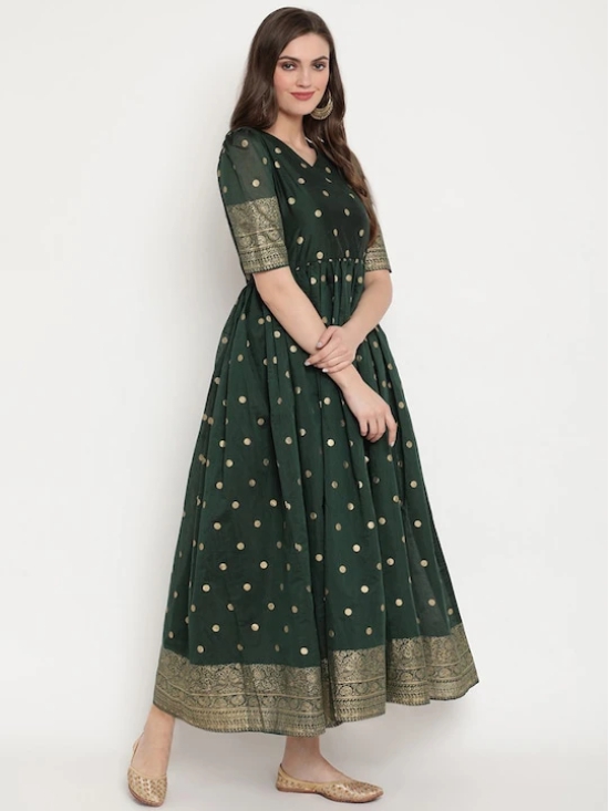 Green Ethnic Motifs Ethnic Maxi Dress