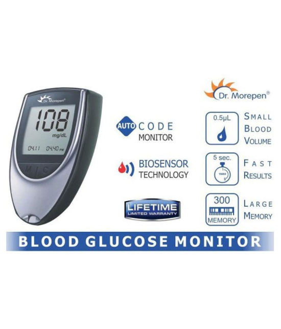 Dr Morepen Glucose Monitor BG-03- Free 25 Sugar Test Strips with 10 Lancets: Expiry: March 2024