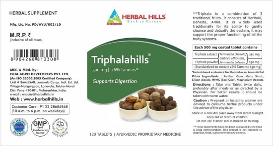 Herbal Hills Triphalahills 120 Capsule 500 Mg