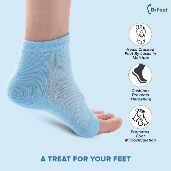 Dr Foot Silicone Gel Heel Socks to soften rough, cracked heels for men & women. Free size, pack of 3.-Dr Foot Silicone Gel Heel Socks | Moisturizer Heel Sleeves for Rough Cracked Heels & Dry Feet