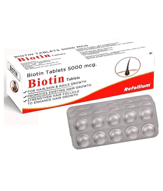 Refollium Biotin 10000 mcg 30 Tablets 30 no.s Vitamins Tablets