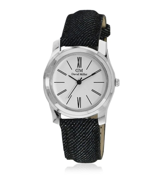 David Miller White Dial Black Fabric Strap Womens Watch - DMRCW1