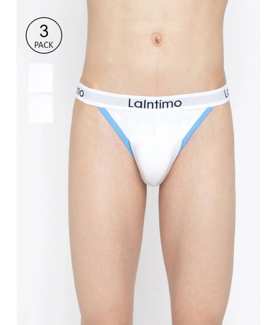 La Intimo Pack of 3 Cotton Mens Bikini ( White ) - None