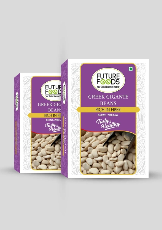 Future Foods Greek Gigante Beans | Double Butter Beans | Protein Rich | Good Source of Soluble Fiber & Vitamin A | Sweet & Mild Taste | Meaty Texture | Gluten Free | Low in Fat Content | 900g (Pa