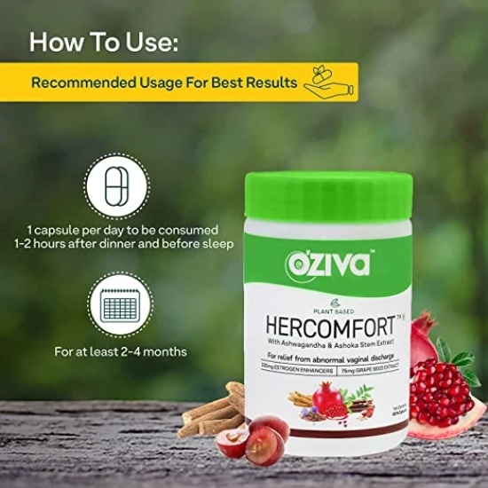 OZiva Plant Based HerComfort With Ashwagandha Flax Seeds  Ashoka Stem Extracts