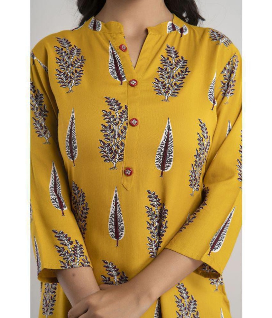 MAUKA - Yellow Rayon Womens Straight Kurti ( Pack of 1 ) - None