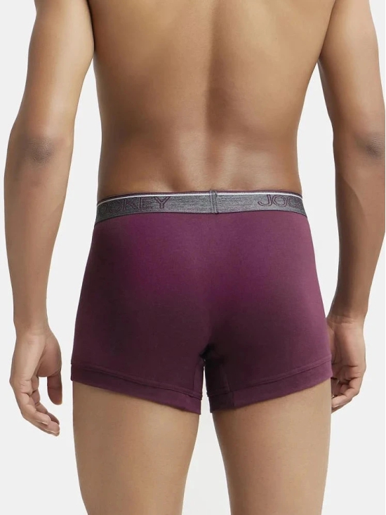 Jockey 8015 Men Super Combed Cotton Rib Solid Trunk with Ultrasoft Waistband - Wine Tasting - None